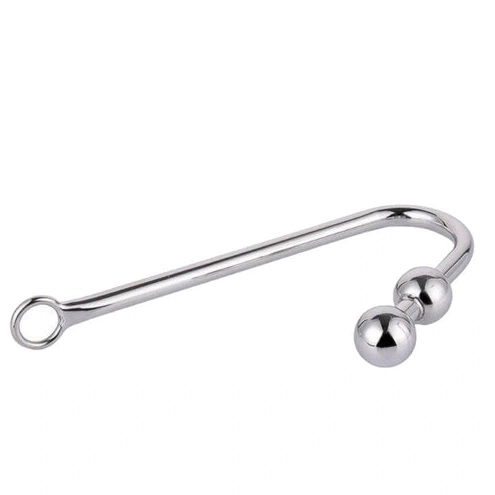 4417 Stainless Anal Hook Steel Two Balls Pleasurable 0809